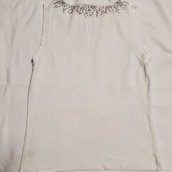 Vintage Beaded Neck Sleeveless Knit Top - Picture 2 of 3